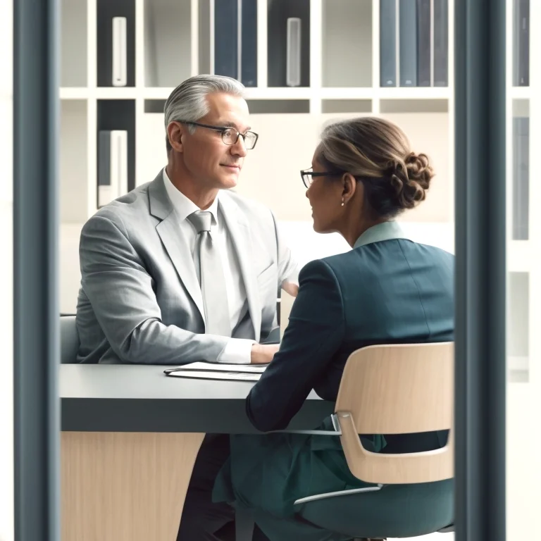 Senior clients meeting with lawyer